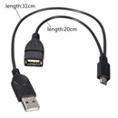 Micro USB Splitter Cable, Micro USB Male to USB-A Male and USB-A Female Adapter