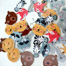 50pcs Assorted Animal Flatback Wooden 2 Holes Buttons for Sewing Craft Decor