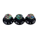 3Pcs Guitar Hat Knob Inlaid Shell For ST Electric Guitar Durable Black