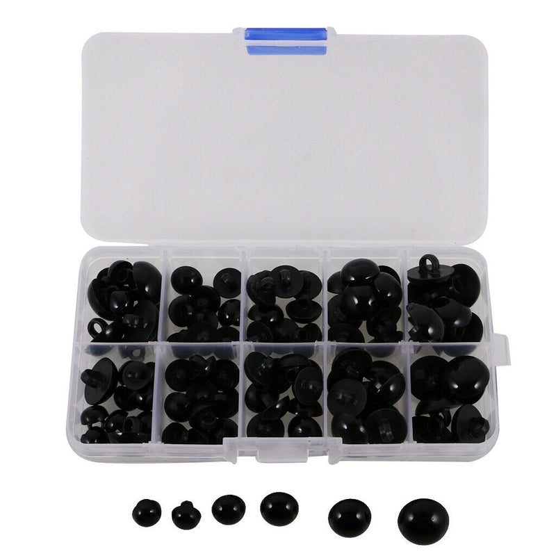 100pcs 9-15mm Round Mushroom Domed Black Plastic Safety Eyes and Nose for Bear,