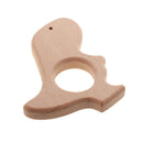 2pcs Natural Wood Teether Safe Wooden Cartoon Animal Baby Teething Rings