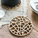 Table Placemat Rustic Bamboo Hollow Round Out Plate Pad Hot Insulation Tea