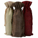 Linen Burlap Wine Bags, 3PCS Bottle Bags with Drawstrings for Party Wedding M1Q3