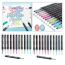 24x Double Line Outline Marker, Fluorescent Pen, Self-outline Metallic Markers,