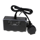 3 Sockets Cigarette Lighter Quick Charge 3.0 Car Charger Splitter Adapter Black