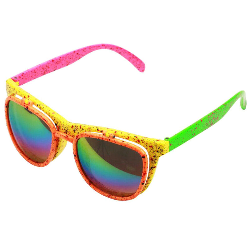 Flip up 80s Neon Sunglasses Halloween Funny Colorful Glasses Party Hip-Hop