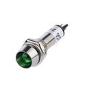 10Pack 8mm 24V Green LED Panel Metal Indicator Light Dash Pre-Wired LED