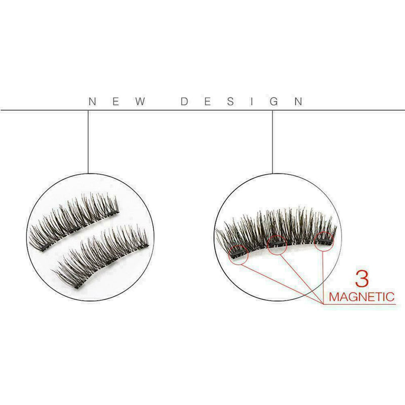 4PCS/Pair Triple Magnetic Eyelashes Handmade Reusable False Eye Lashes Supp X8H6