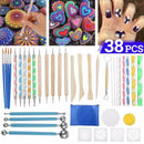 38Pcs Mandala Dotting Tools Set with Storage Bag Stencils for Painting Rocks