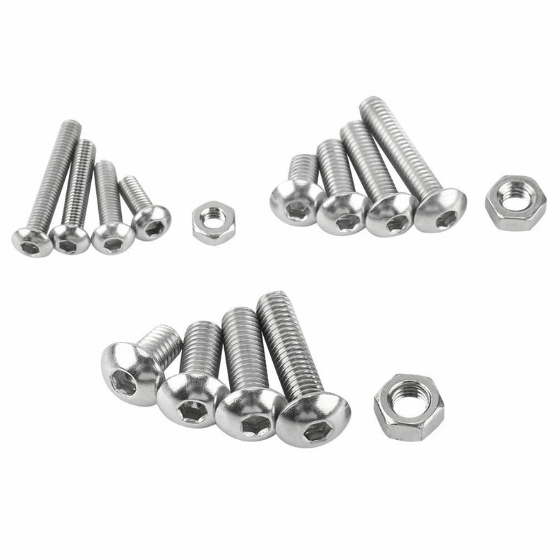 440pcs M3 M4 M5 304 Stainless Steel Hex Socket Button Head Bolts Screws Nuts Kit