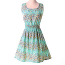 Lady's Sleeveless O-neck Flower Printed Casual Mini Dress--The bottom of th B9Q8