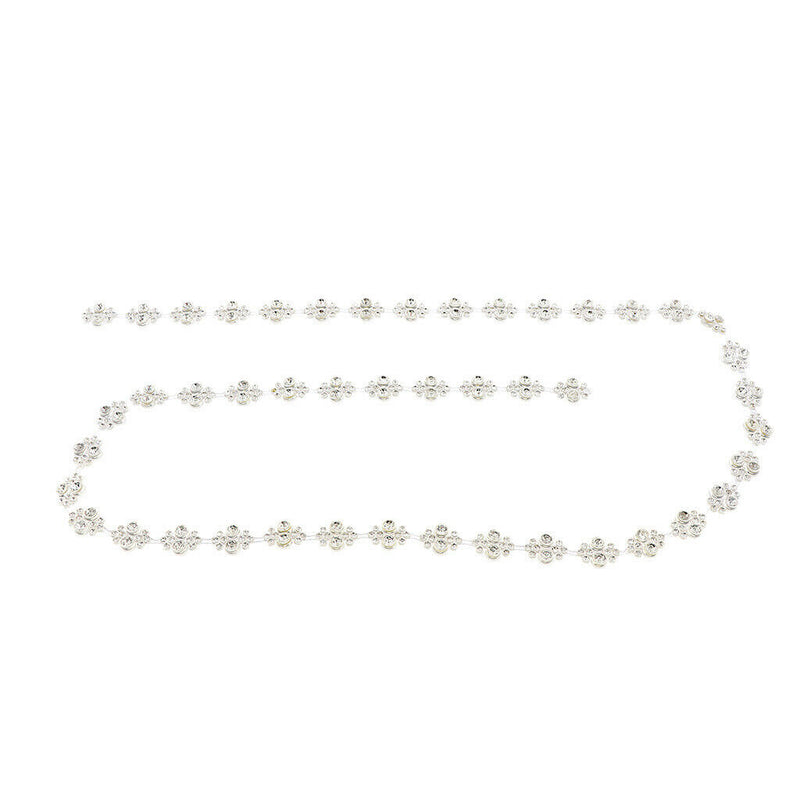 1 Yard White Round Diamante Rhinestone Chain Trim Bridal Dress Applique DIY
