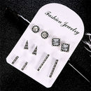 5Pairs/Set Rhinestone Crystal Earrings Women Ear Stud Earrings Jewelry Gift M&E