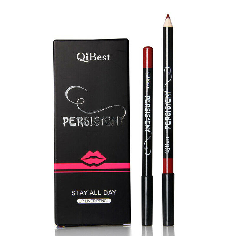 QiBest Black Rod Waterproof 12 Color Lip Liner Pen Lasting Lip Matte Lipsti E8J1