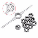 11pcs/set Die Wrench Kit Bearing Steel Screw Thread Cutting Straight Flute Tap w