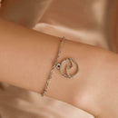 Retro Hollow Circle Pendant Hand Chain Anklet Unisex Cuff Bracelet Jewelry