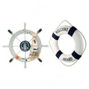 Wooden Boat Ship Wheel Fishing Nautical Beach Home Wall Hanging Room Decor