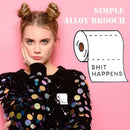 Creative Toilet Roll Paper Brooch Badges Jacket Backpack Decor Pins (White) A