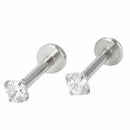 2PCS x 8mm Stainless Steel Inlaid Piercing Cubic Zirconia Lip Rings R9O5