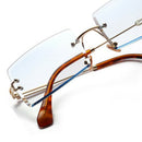 Ladies Rimless Sunglasses Party Tinted Lens Metal Frame Eyewear UV 400 Blue