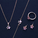 4pcs Footprints Paw Jewelry Set Crystal Necklace Bracelet Ring Earings Hot A Kw