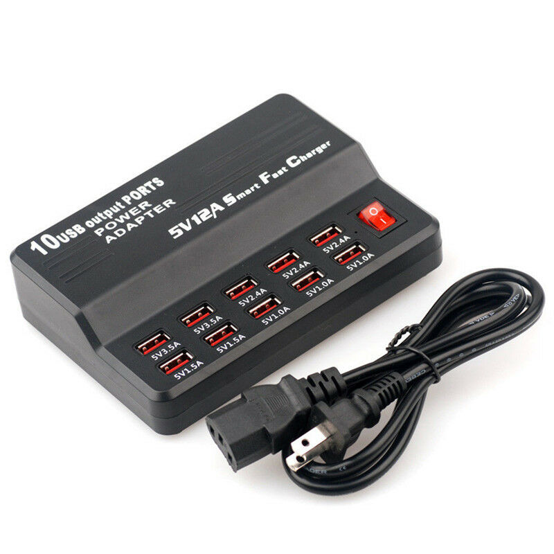 10Ports Fast USB Charging Station Power Adapter Wall Travel Desktop Charger N Gw