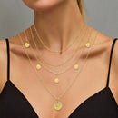 Simple Multi-layer Necklace Women Wafer Pendant Clavicle Chain Jewelry Gift A
