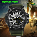 Men Sports Waterproof Digital Analog Electronic Quartz Watch (Black Green) A