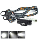 Balck 350LM LED Headlamp Rechargeable Head Light Lamp IR Sensor Torch Flashlight