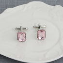 1 Pair Fashion Diamond Colorful Glass Cufflinks Cuff Links Womens Mens DressX5U2