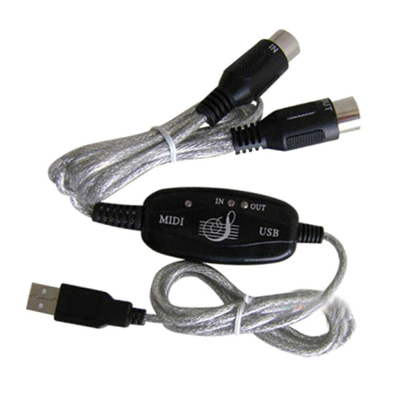 USB To MIDI Cable For Music Keyboard Adapter Converter, Black Extension Cable