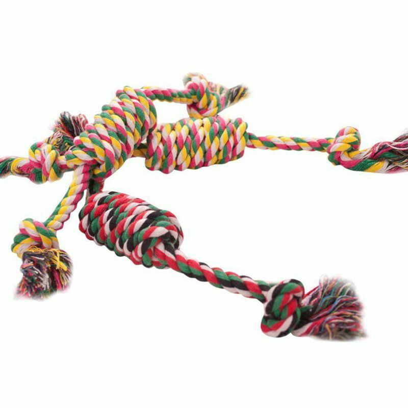 Small Dog/Cat Natural Cotton Knot and Ball Rope Chew Toys for Teeth Cleanin