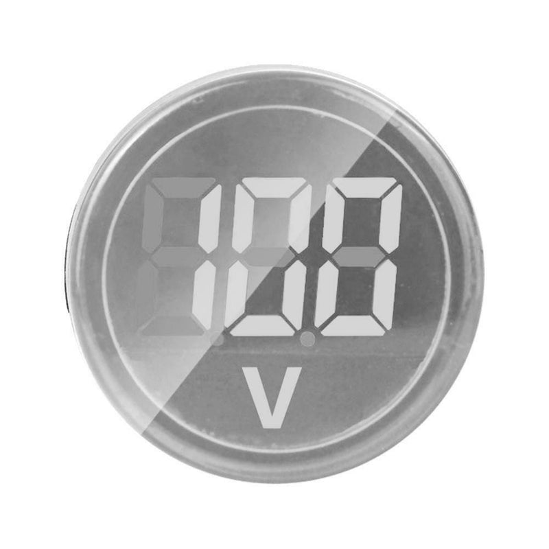 6-100V DC Digital Voltmeter Indicator LED Lamp Round Signal Light (White)