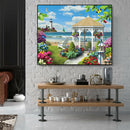 Painting By Numbers Kit DIY Seaside Pavilion Canvas Oil Art Picture Craft