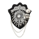 Metal Rhinestone Button Tassel Chain Epaulet Brooch Badge Pin Hot U8B2