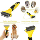 Pet Undercoat Rake - 2 Sided Dematting Tool for Dogs and Cats - Safe Grooming &