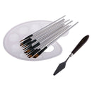 Set Of 12 Round Nylon Round Tip Brushes With Mixing Spatula