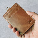 Badge Holder, Double Sided Leather ID Badge Card Holder Wallet Case