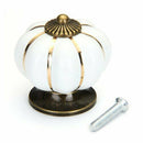 Furniture Drawer Handle Porcelain White Bronze Gourd Furniture Handles X7E3