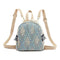 Straw Woven Small Backpacks Women Stripe Print Shoulder School Bags (Blue)
