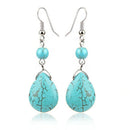 5X(Retro Simple Drops Natural Stone Turquoise Earrings Featured Texture St F5E2)
