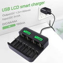 8-Slot LCD Display USB Battery Charger for AA AAA C/D Rechargeable Battery