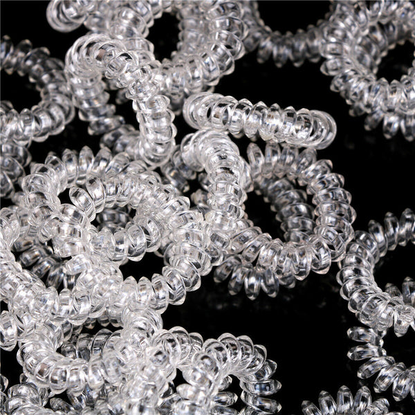 10x Clear Elastic Telephone Line Wire Hair Band Ropes Holders Head Accessory %x