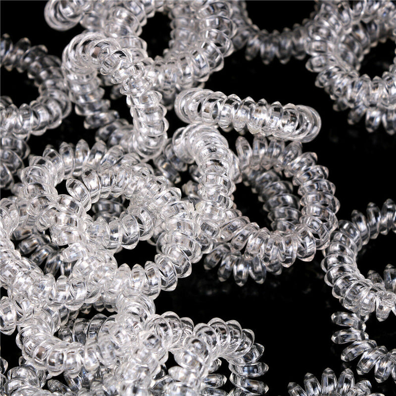 10x Clear Elastic Telephone Line Wire Hair Band Ropes Holders Head Accessory %x
