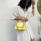 Candy Color PU Leather Crossbody Bags Women Chain Shoulder Totes (Yellow) A#S