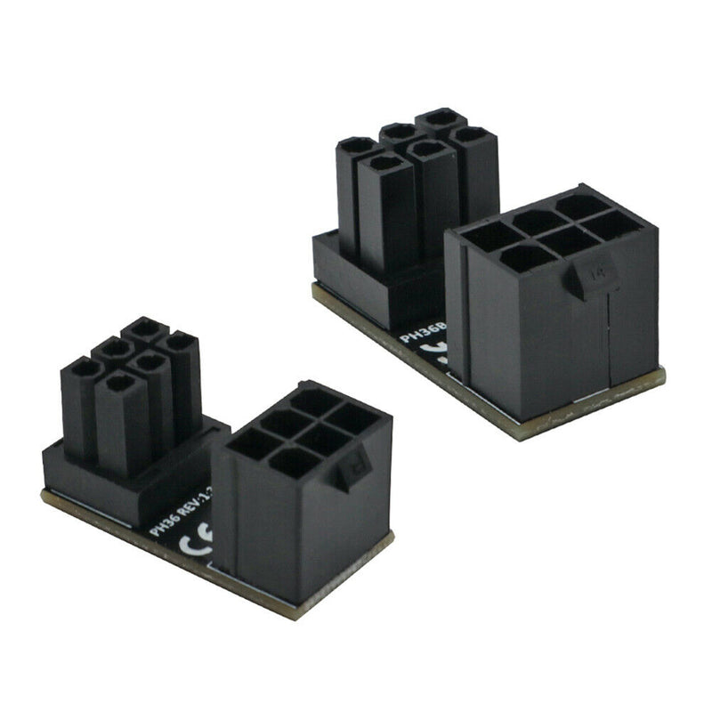 2x 180 Degree Angled Connector Graphics Card ATX 6 Pin Power Supply Adapter