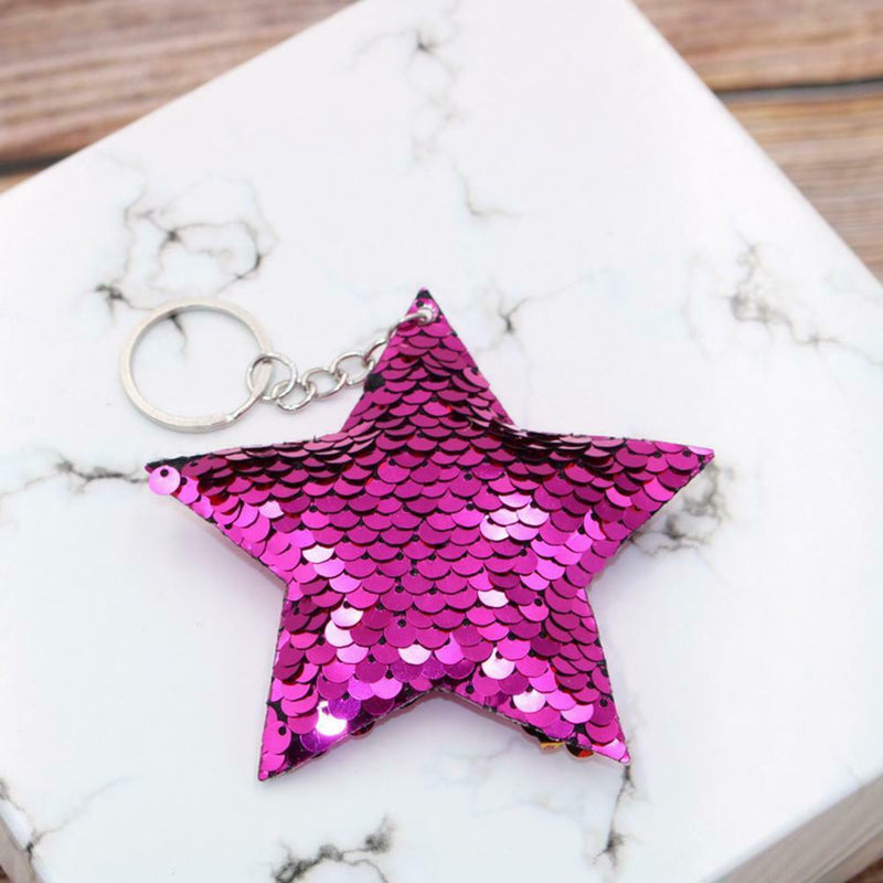 Colorful Sequins Keychain Star Shining Girl Backpack Jewelry Gifts (Purple) A