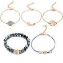 5PC/Set Punk Turtle Map Crystal Bead Multilayer Pendant Bracelet Charm Jewelr ME