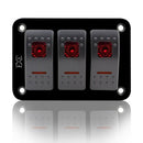 12V-24V 3 Gang red Rocker Switch Panel Circuit Breaker Boat Marine Waterpro X7J5