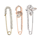 3pcs Crystal Safety Pin Brooch Clip Lady Bridal Scarf Coat Hat Pin Jewelry